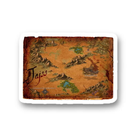 Map design on a rectangular product with 'Dajss' branding