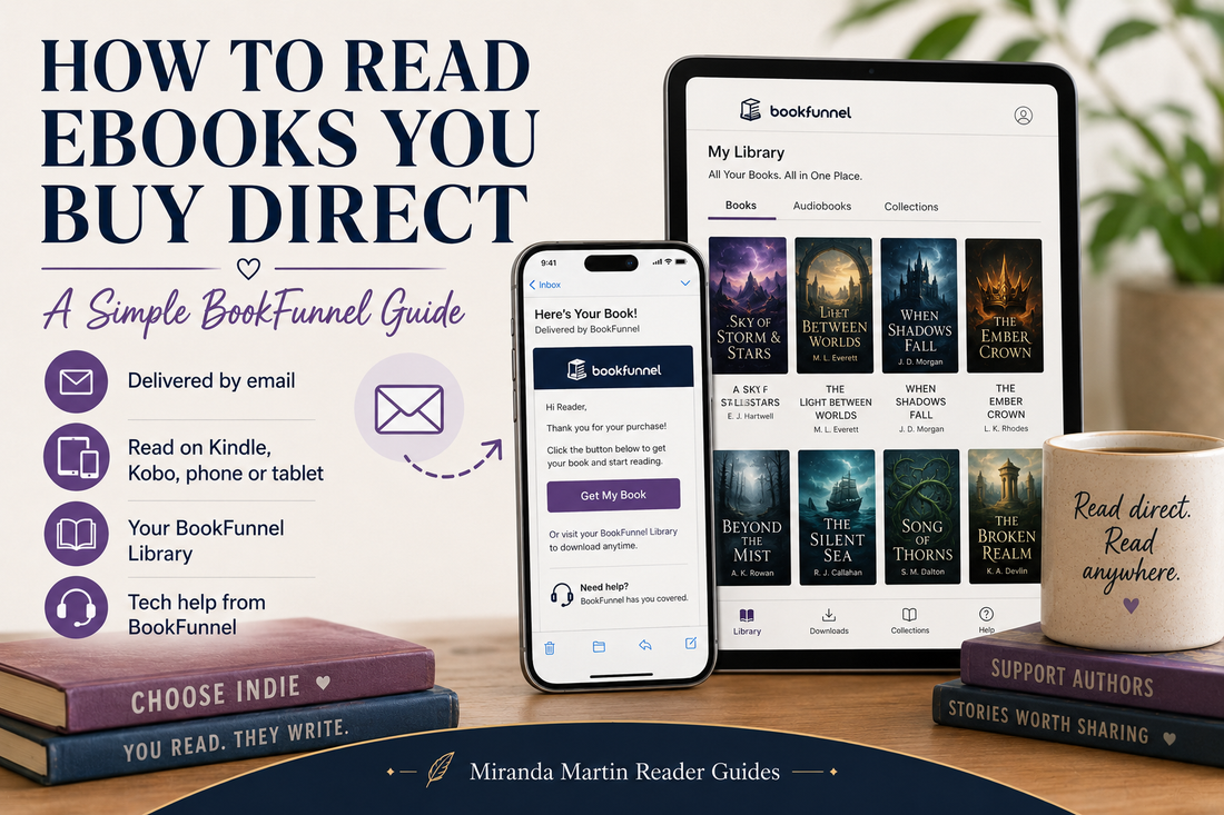How to read ebooks purchased directly from an author using BookFunnel on Kindle, Kobo, phone, tablet, or computer