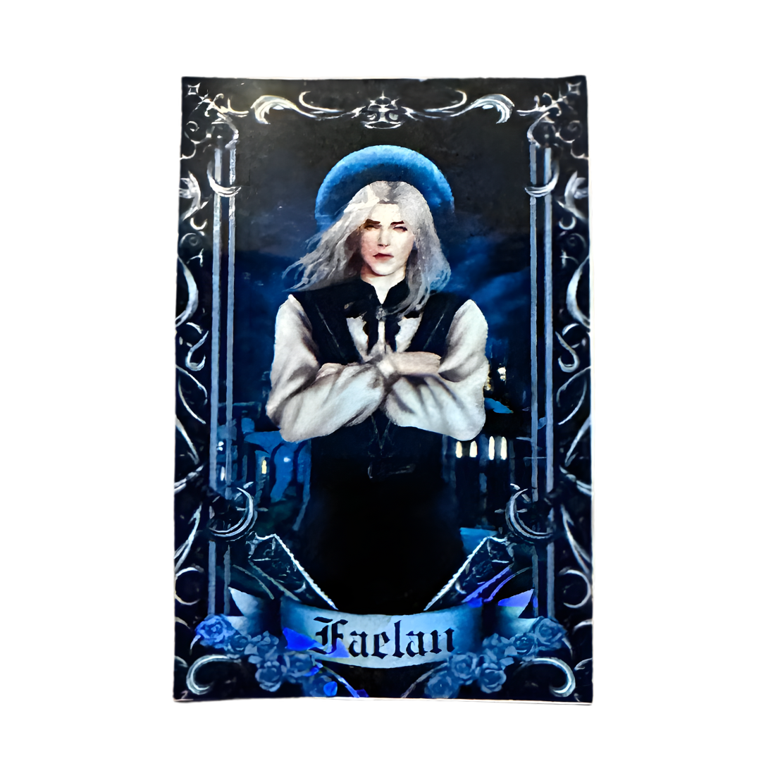 Character card with a stylized border and character illustration on a white background