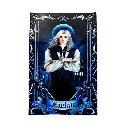 Character card with a stylized border and character illustration on a white background