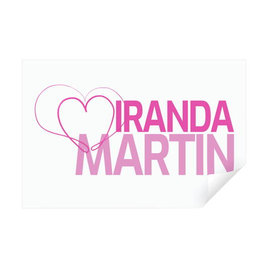 Sticker - Pink 'Miranda Martin' text with a heart on a white background