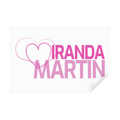 Miranda Martin logo featuring pink heart line art and bold typography.