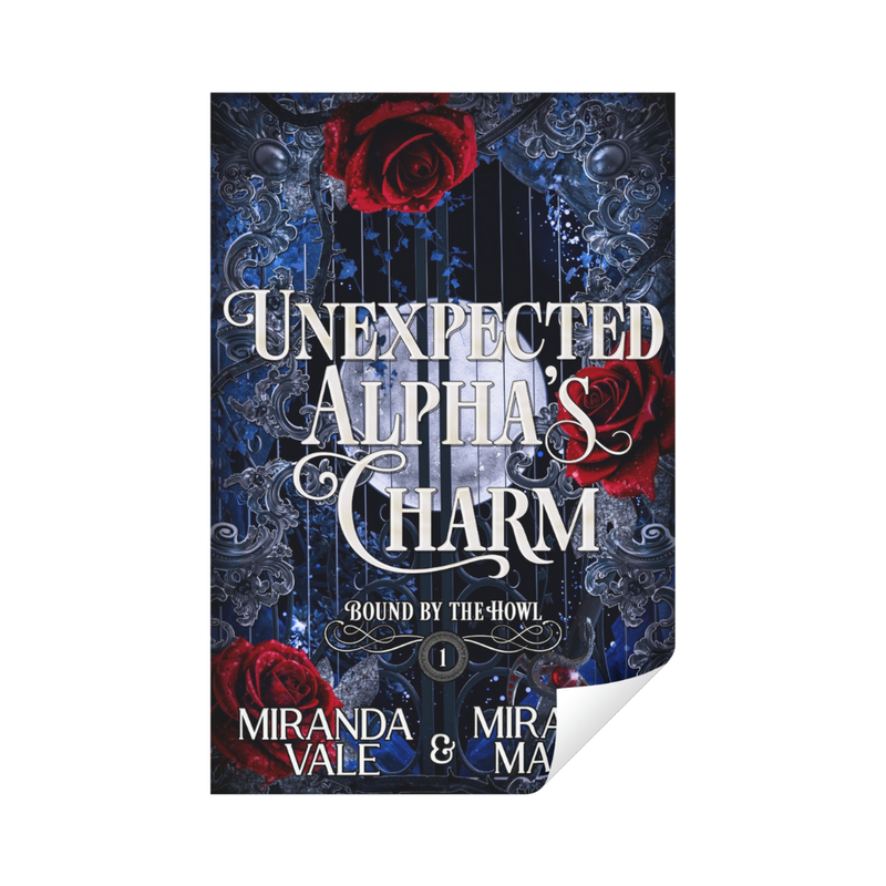 Book cover of 'Unexpected Alpha's Charm' with roses and decorative text on a dark background
