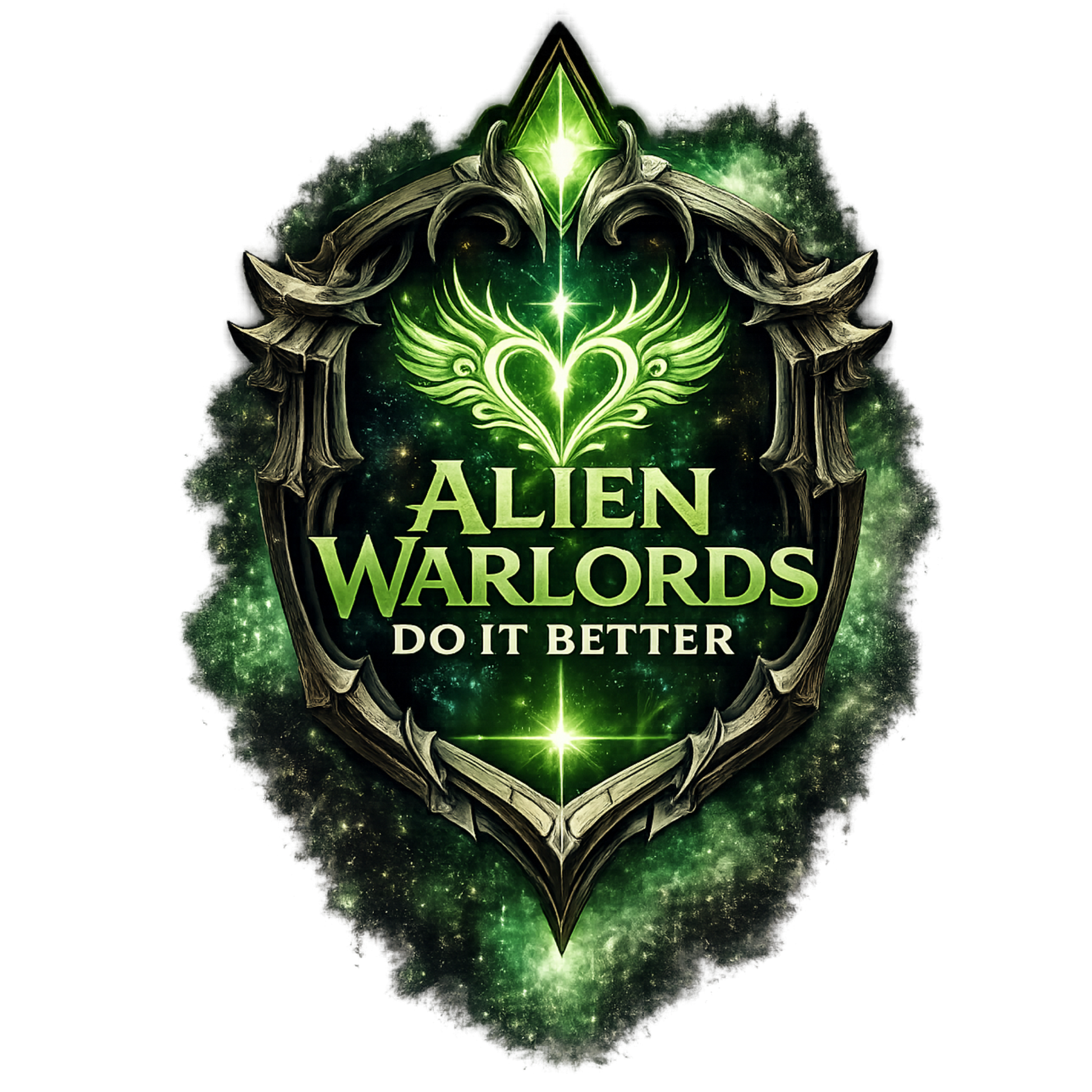 Alien Warlords Do It Better green sci-fi romance sticker

