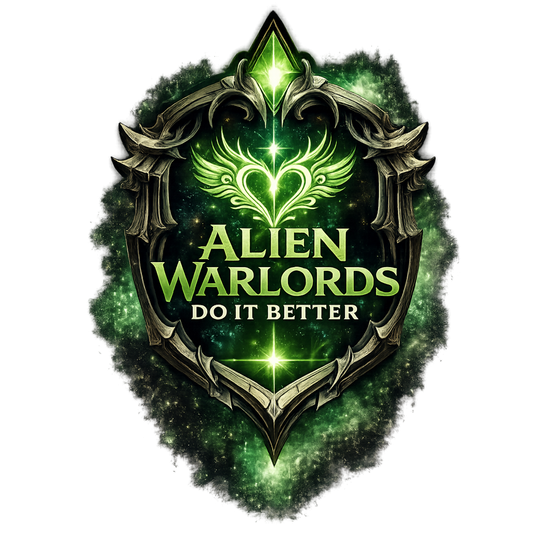 Alien Warlords Do It Better green sci-fi romance sticker
