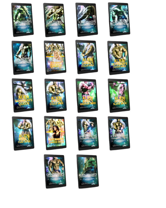 A collection of book covers for the Draconian Warriors Saga series, featuring various combinations of human and alien characters, typically in action or romantic poses.