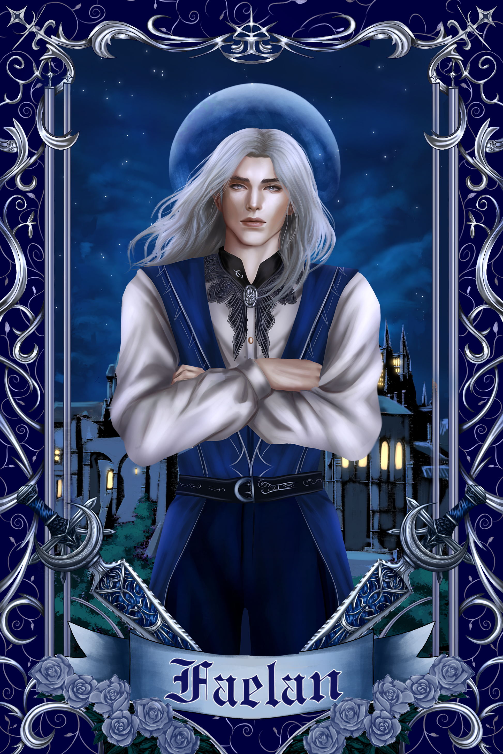 Character in fantasy attire with decorative border and 'Farlan' text