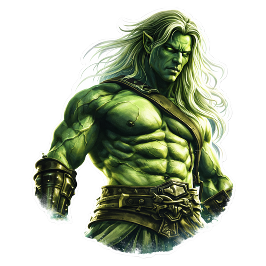 Green draconian alien warrior sticker