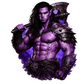 Savage Urr’ki alien warrior sticker holding an axe with muscular build