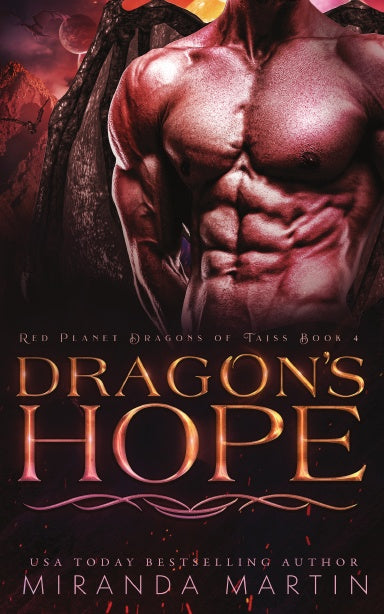 Book cover of 'Dragon's Hope' featuring a muscular figure with a dark, fantasy-themed background.