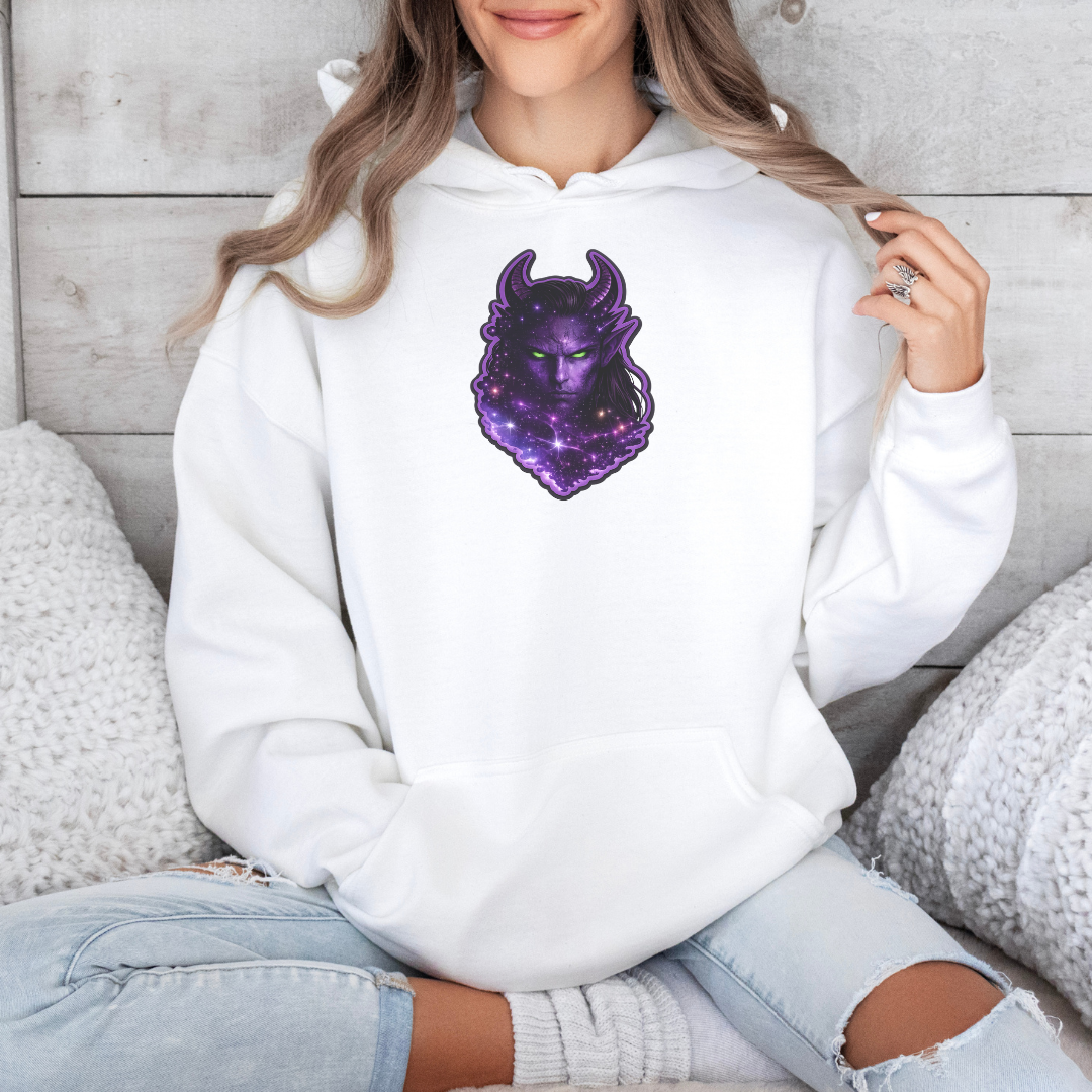 Zmaj alien star galaxy face hoodie with glowing green eyes