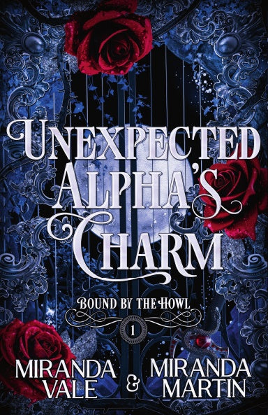 Book cover of 'Unexpected Alpha's Charm' with red roses and intricate designs.